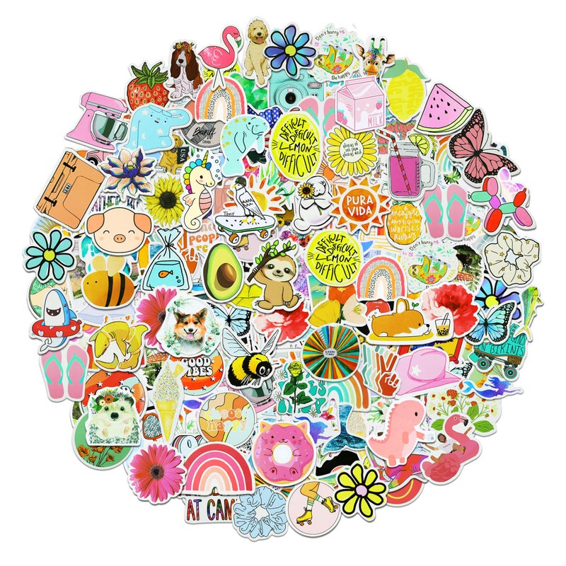 Eoaod 600Pcs Water Bottle Stickers for Kids  Cute Stickers for Water Bottles  Vinyl Waterproof Stickers Aesthetic Laptop Sticker Pack Skateboard Stickers for Kids Teens Girls (Cute-600pcs) - Image 1